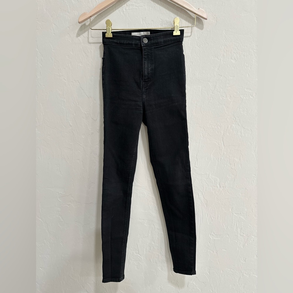 Topshop Joni Jeans, in black, size 26 and length 30.